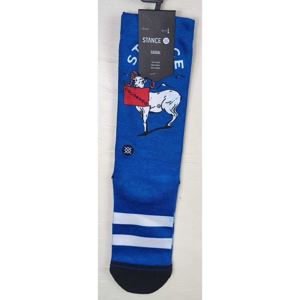 Stance Colorado Crew Socks Mens Large 9-13 Blue High Socks‎ Ram